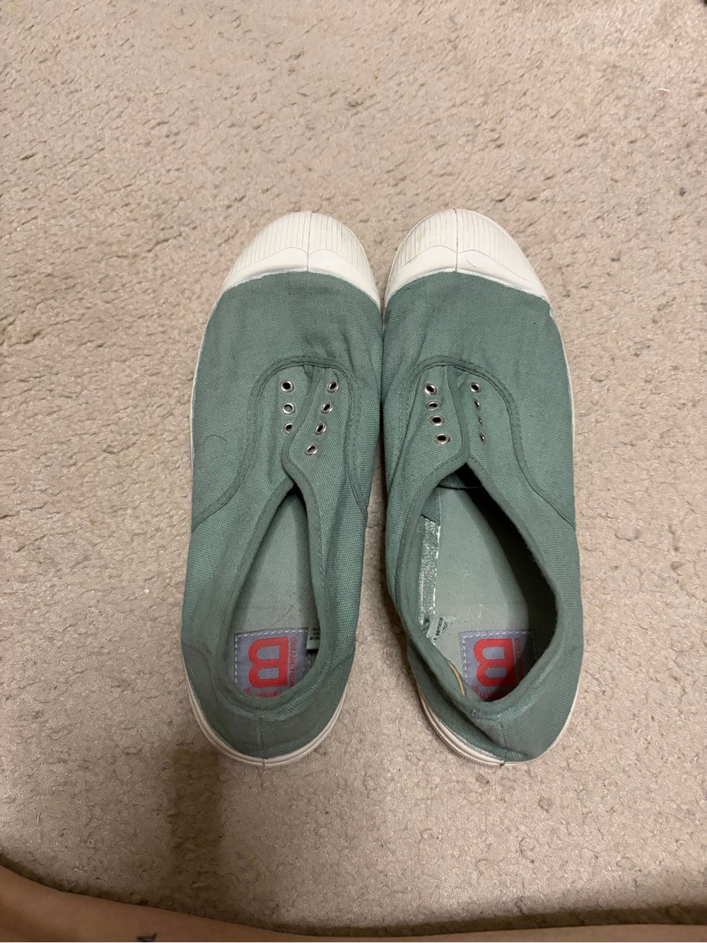 Ben Simon Casual Slip-On Canvas Sneakers in khaki Green